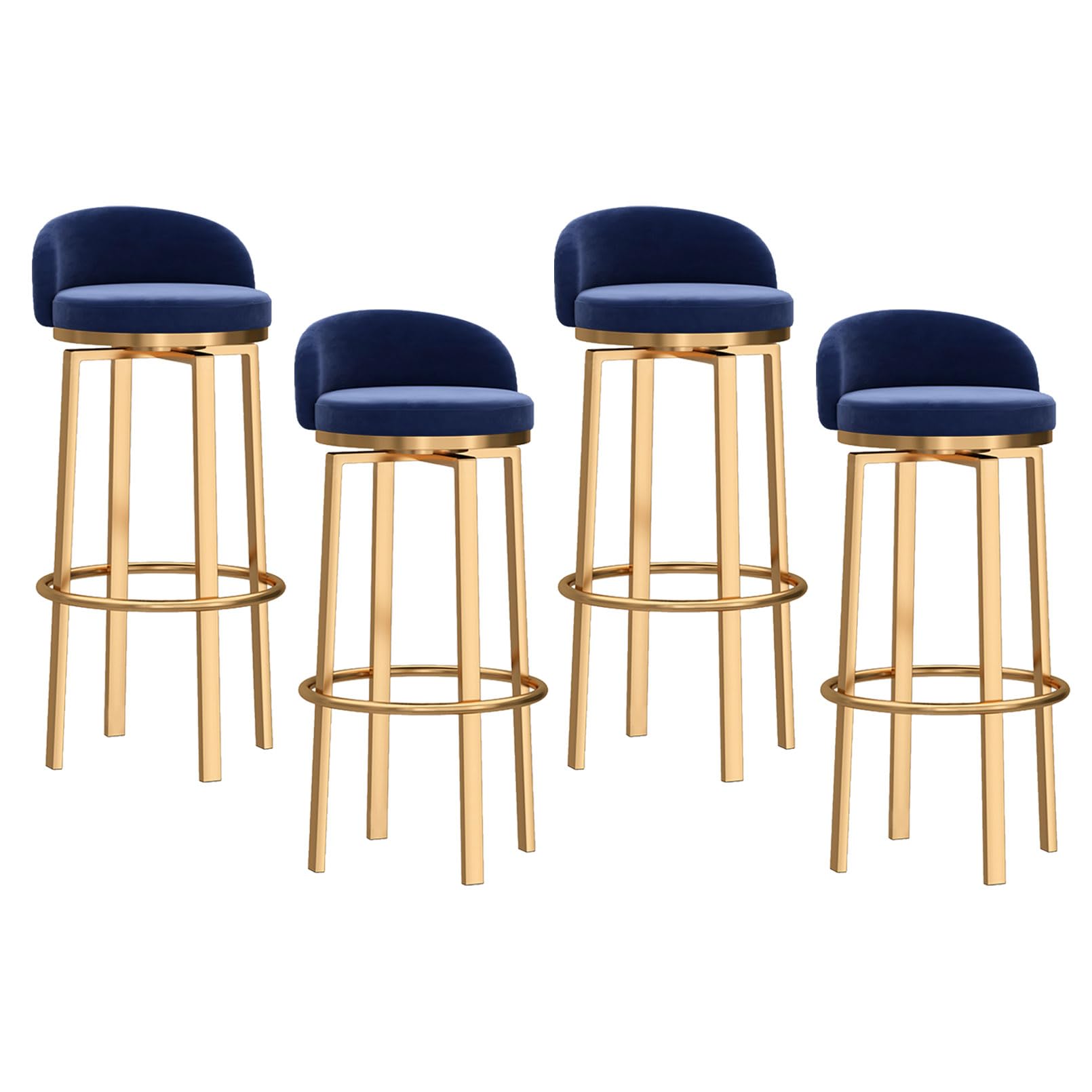 【最終値下げ】カウンターチェア　バースツール　バーチェア　ブルー　ゴールド Amazon｜モダンな回転式バースツール 2 脚セット ローバック ゴールド